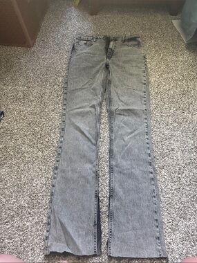 Zara Gray acid wash Wide-Leg High-Rise Jeans